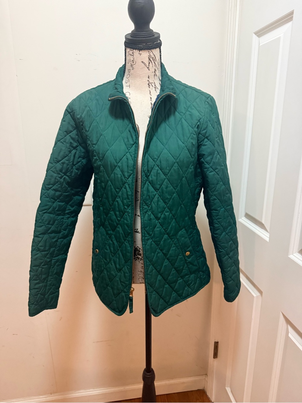 Lands' End Quilted Teal Green Puffer Jacket